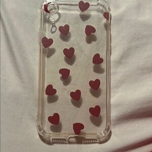 Clear Phone Case with Red Heart Design I phone 10 XR